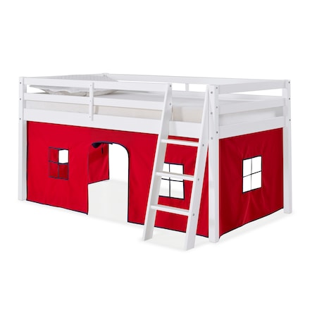 Alaterre Furniture Roxy Twin Wood Junior Loft Bed with White with Red and Blue Tent AJRX10WHATRBL
